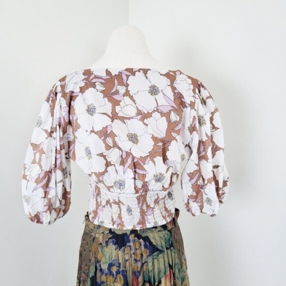 Abercrombie & Fitch Crop Top Puff Sleeve Sweetheart Neckline Short Peasant - Picture 5 of 11